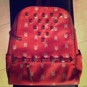 Steve Madden Orange/Gold Studded Backpack